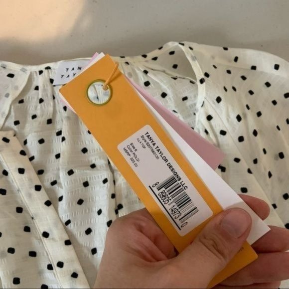 TANYA TAYLOR ILLA SILK FRILL RUFFLE PUFF BALLOON SLEEVE V NECK BLOUSE 6 - Picture 7 of 8